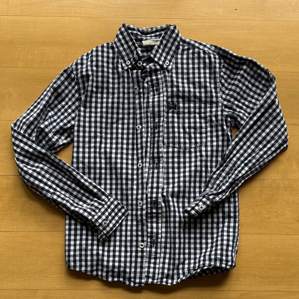 Wes & Willy “Jack Thomas” navy gingham button down - size 10